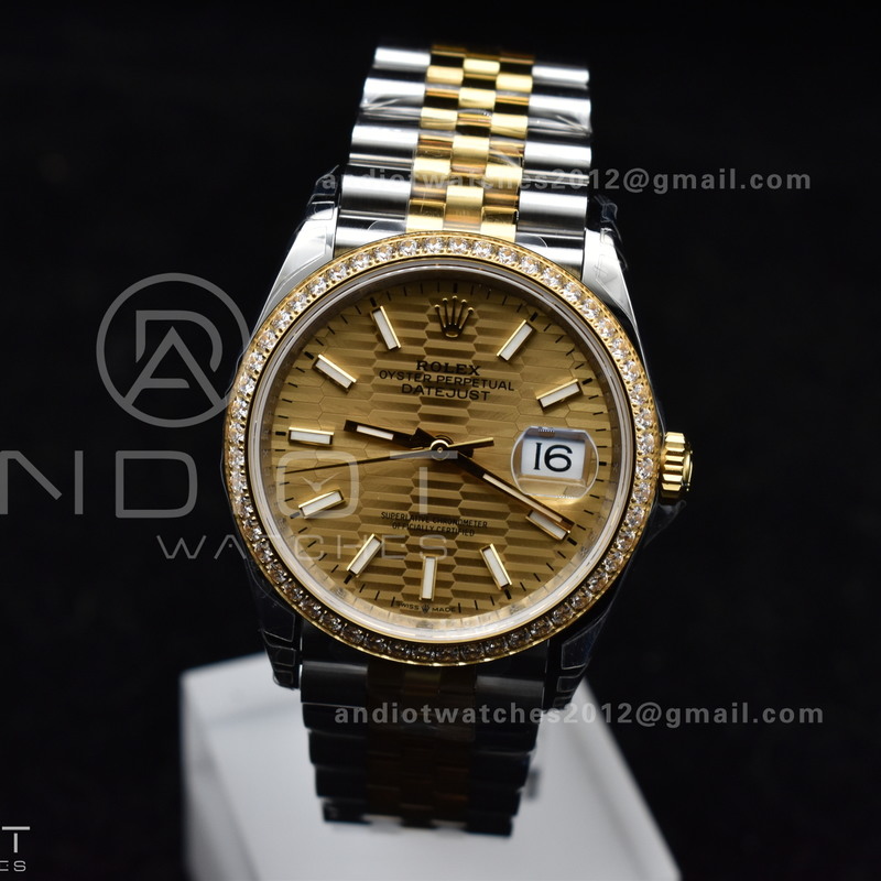 DateJust 36 SS 126283rbr VSF 1:1 Best Edition 904L Steel YG Textured Dial on Jubilee Bracelet VS3235